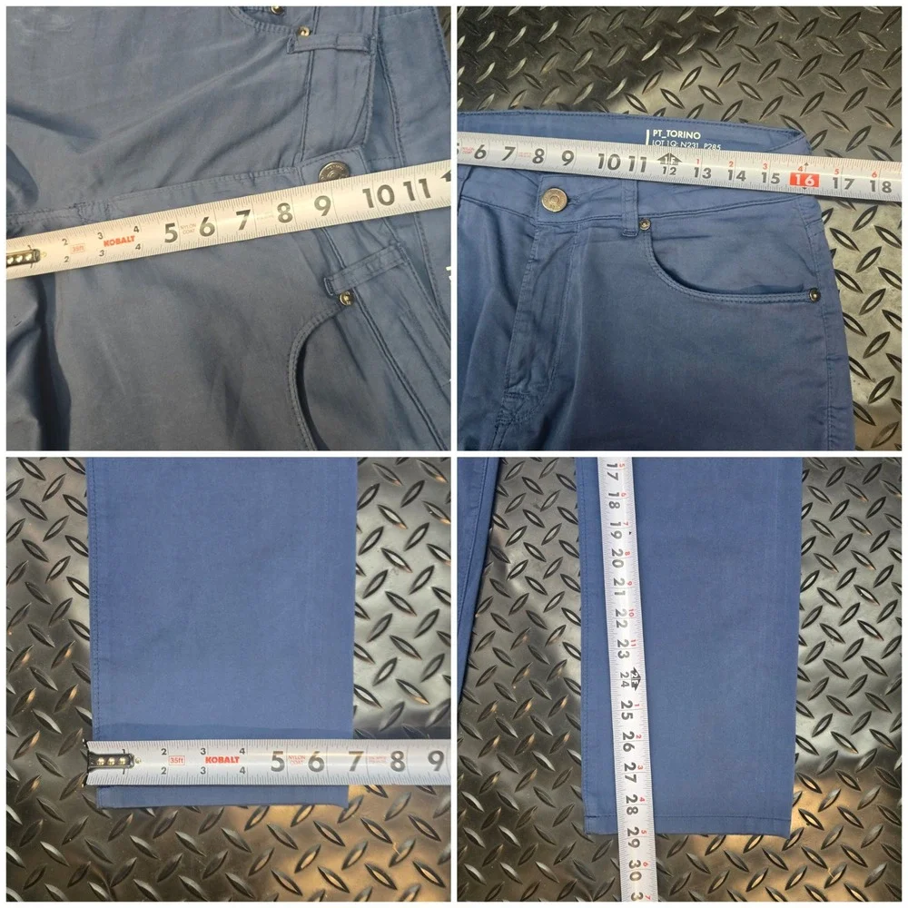PT Torino Jazz Mens‎ 32 Blue Cotton Silk Stretch Denim Trousers Pants Italy